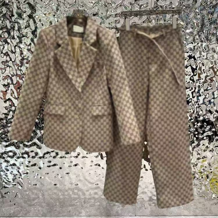 25ss designer's new women's set, luxurious letter jacquard women's suit, high-quality women's jacket, women's trousers with belt, Asian sizes s-l
