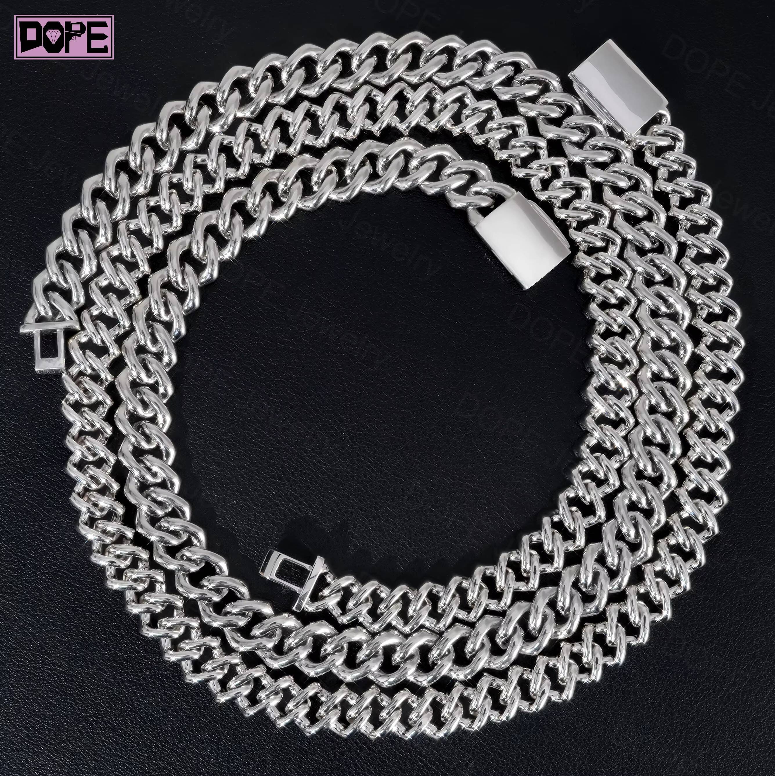 10mm 12mm 14mm Moissanite Chain Cuban Link Hip Hop 925 Silver Iced Out Necklace Moissanite Cuban Chain