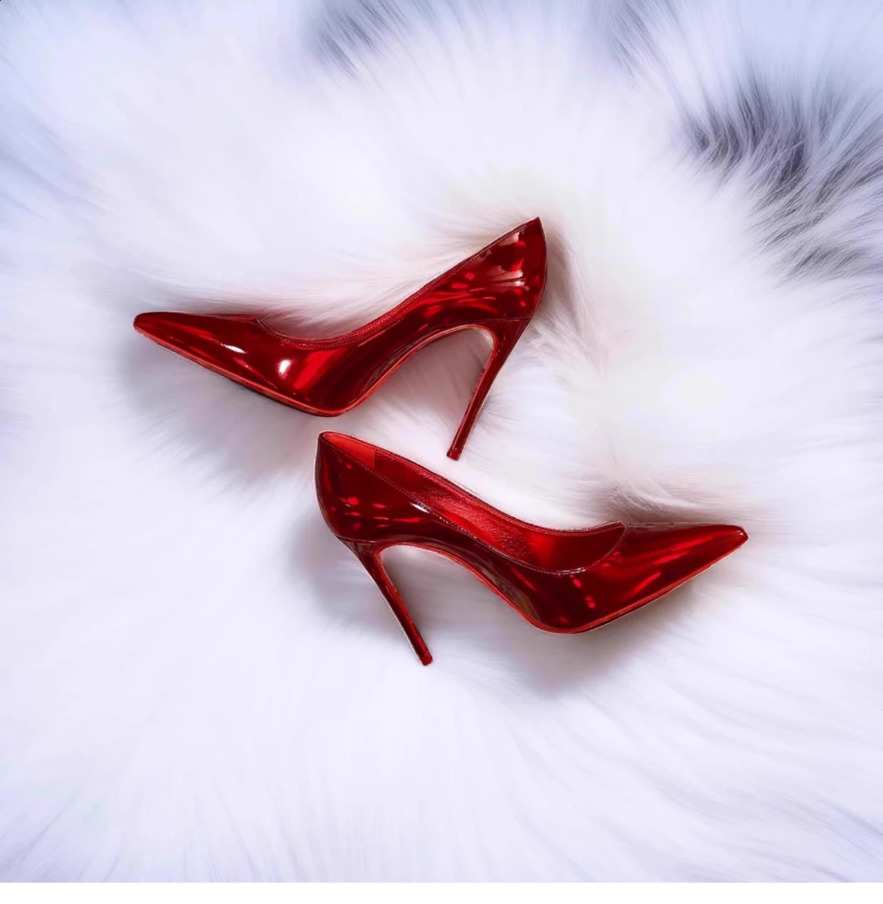 Glossy Red Pointed Toe Patent Leather High Heel Pumps Women Sexy Elegant Stiletto Heel Slip on Cm Party Dress Shoes250920