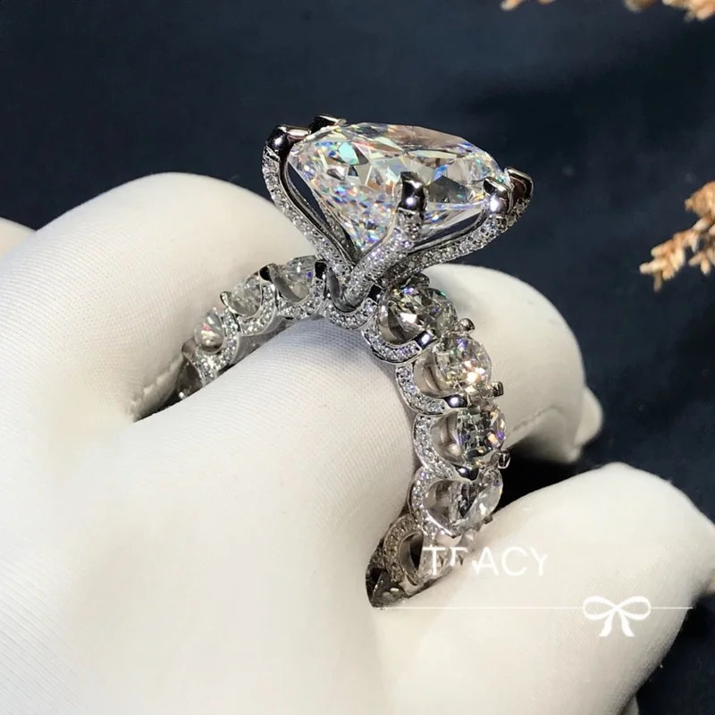 Vintage 10ct Lab Diamond Ring 925 sterling silver Engagement Wedding band Rings for Women Bridal Finger Party Jewelry 250920
