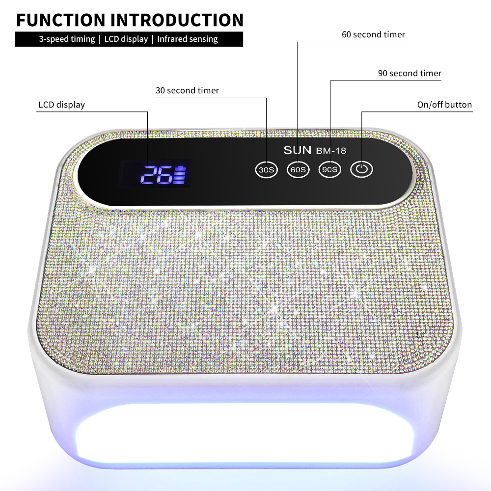 ANRLO Professional Nail Lamp with Built-in Battery & Diamond Design for Rapid Drying