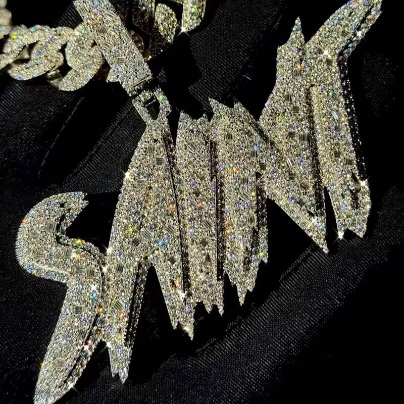 Personalized Customized Trend Hip Hop Pendant 925 Sterling Silver Pendants Pass Tester VVS Moissanite Diamond Ice Out Letter Name Pendant