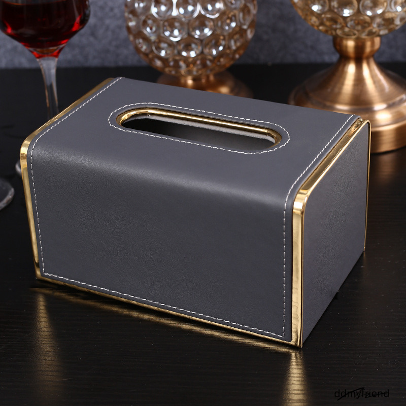 Style Orange Leather Multi-Function Desktop Tissue Storage Box