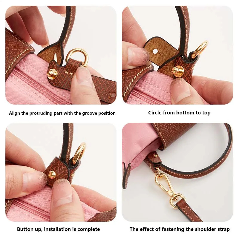 Leather Replacement Crossbody Bag Strap Fit for Longchamp 2025 Mocha mini shoulder strap without punching modification250920