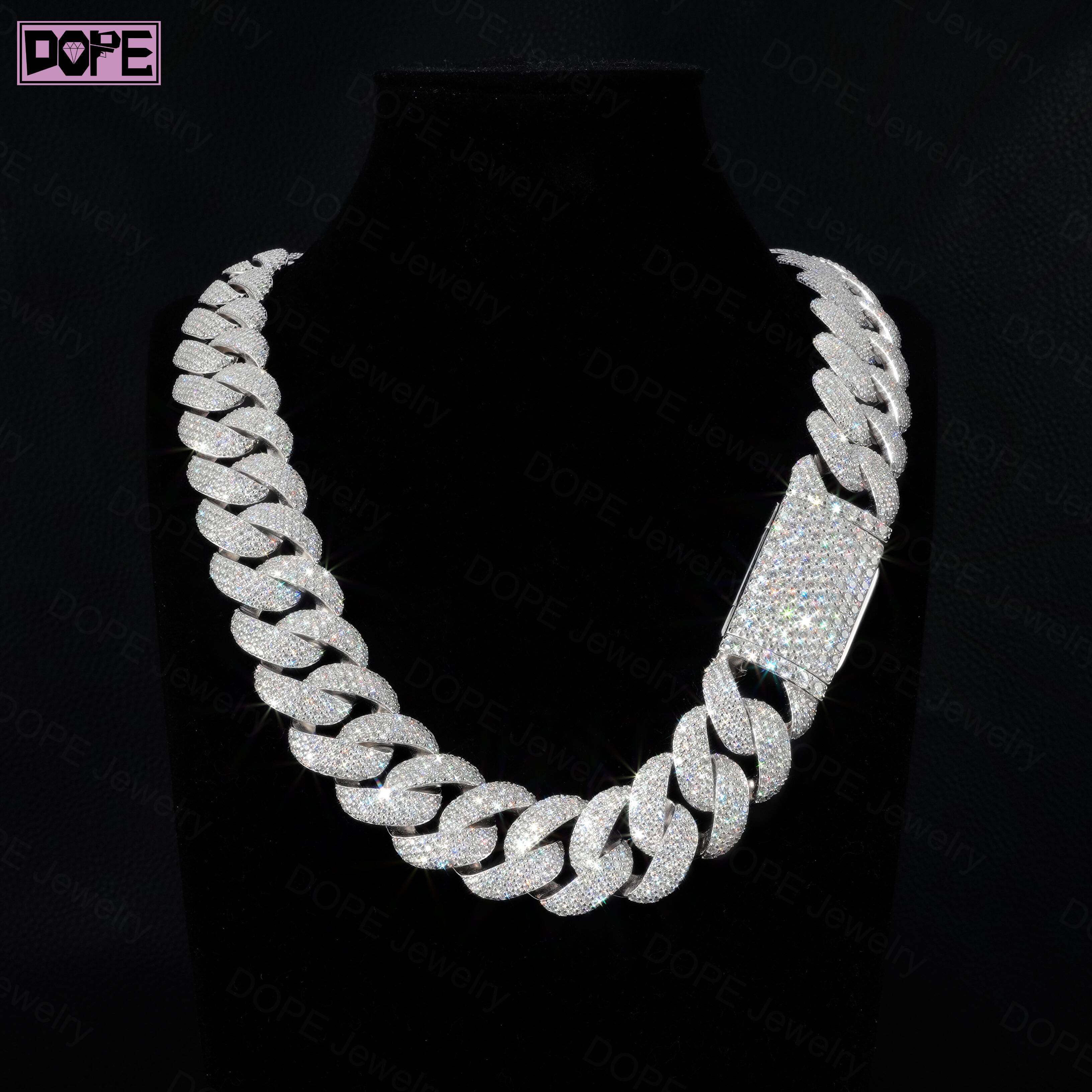 New Arrival 22mm Cuban Necklace 925 Silver Jewelry Hip Hop Iced Out VVS Moissanite Cuban Link Chain