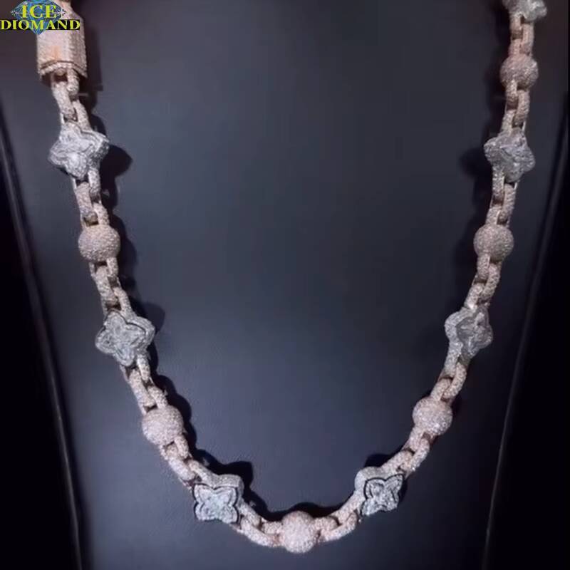 Customized Trend Moissanite Diamond Cross Necklace VVS1 Moissanite Fine Jewelry 925 Silver Cuban Chain Pass Diamond Test Jewelry