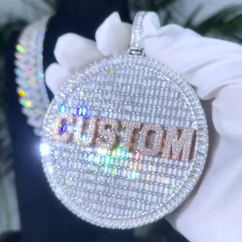 Iced Out Customized Trend Hip Hop Monogram Pendant 925 Silver 18K Initials VVS Moissanite Round Diamond High Jewelry