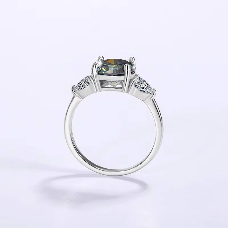 8 Adodo Dainty Jewelry Hot Sale S925 Sterling Silver Three Stone Heart Fine Jewelry Fourclaw 3Ct Moissanite Wedding Ring