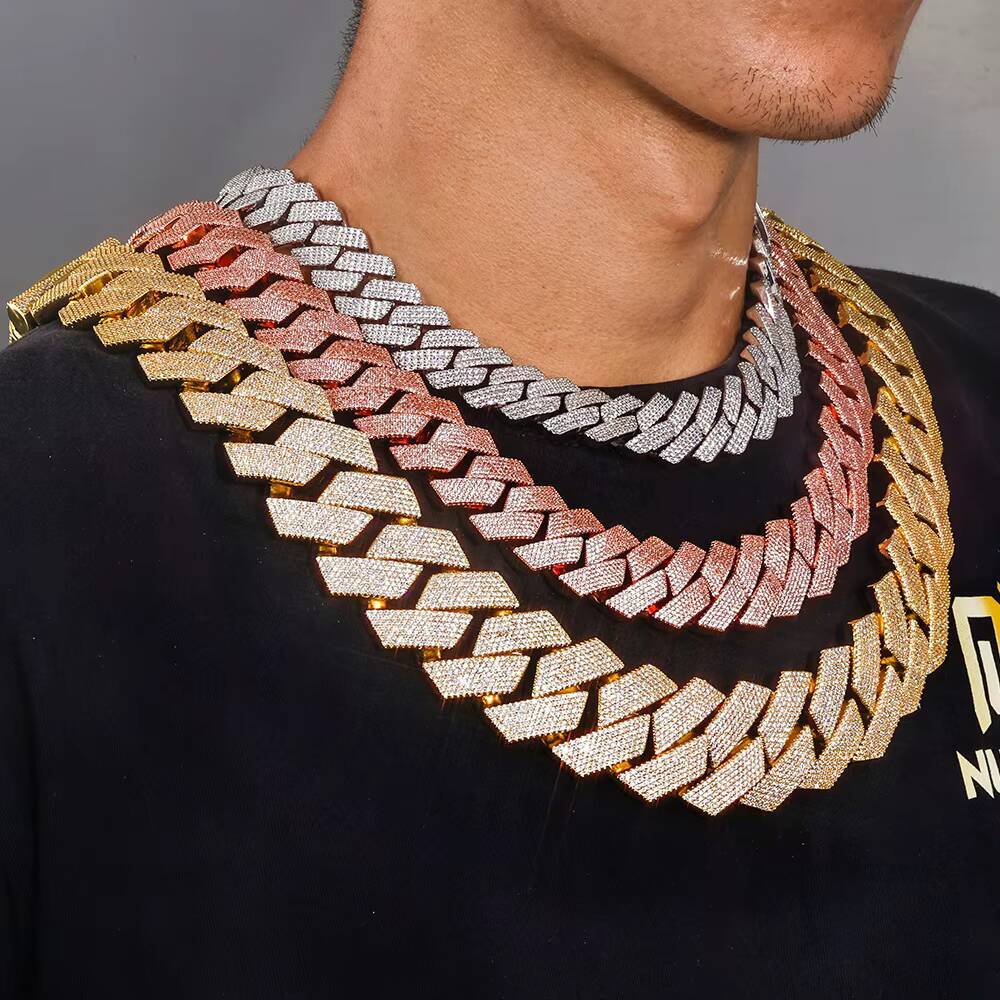 NUOYA 202636mm Iced Out Diamond Chunky Cuban Link Chain Necklace Gold Plated Hip Hop Jewelry for Men
