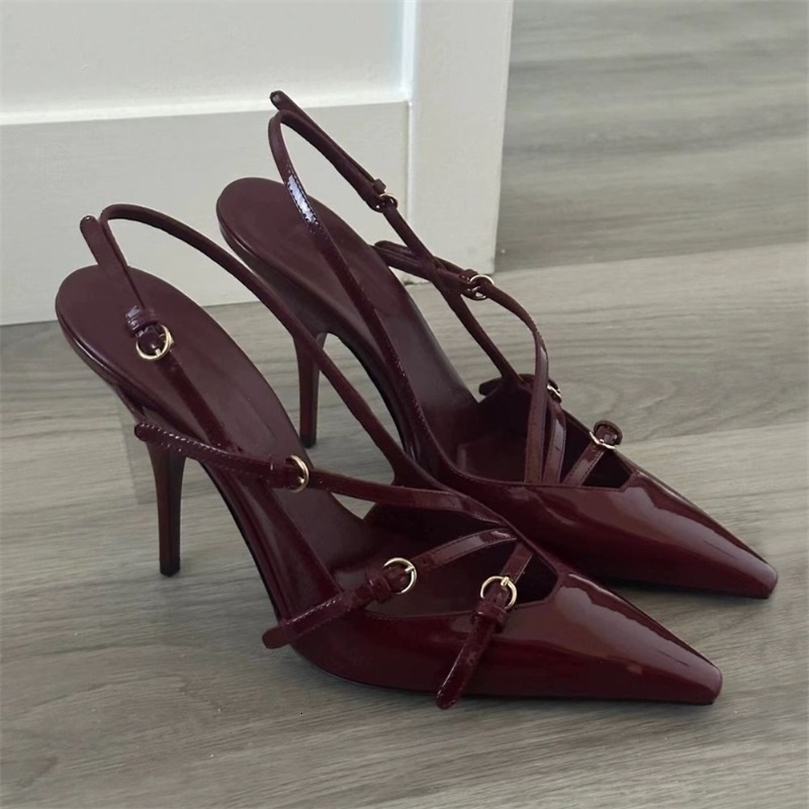 Womens High Heels Fashion Buckle 2024 Womens Shallow Sandals High Heeled250920