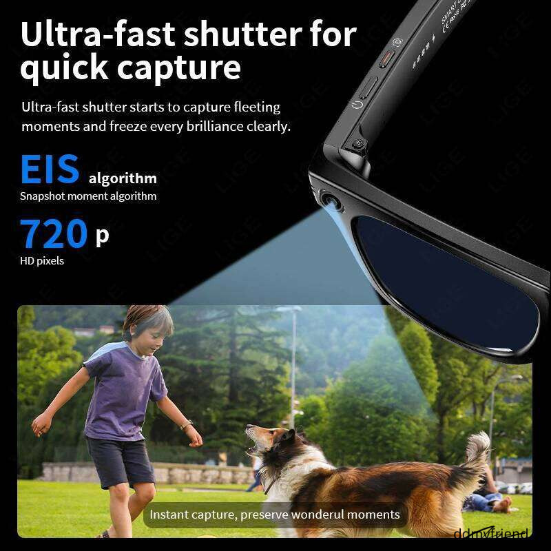 Meta LIGE Fashion AI Camera Ip65 Waterproof Bluetooth Call Playing Music Smart Glasses Identify Pictures Use Chatgpt ddmyfriend ddmyfriend ddmyfriend 