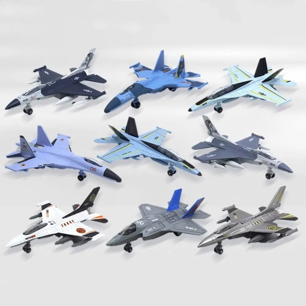 Diecast Fighter Aircraft Toy Pullback Go F16 F22 F35 Aviao Plane Model Simulation with Light Sound Jet Plane Toy Kids Toy 250920