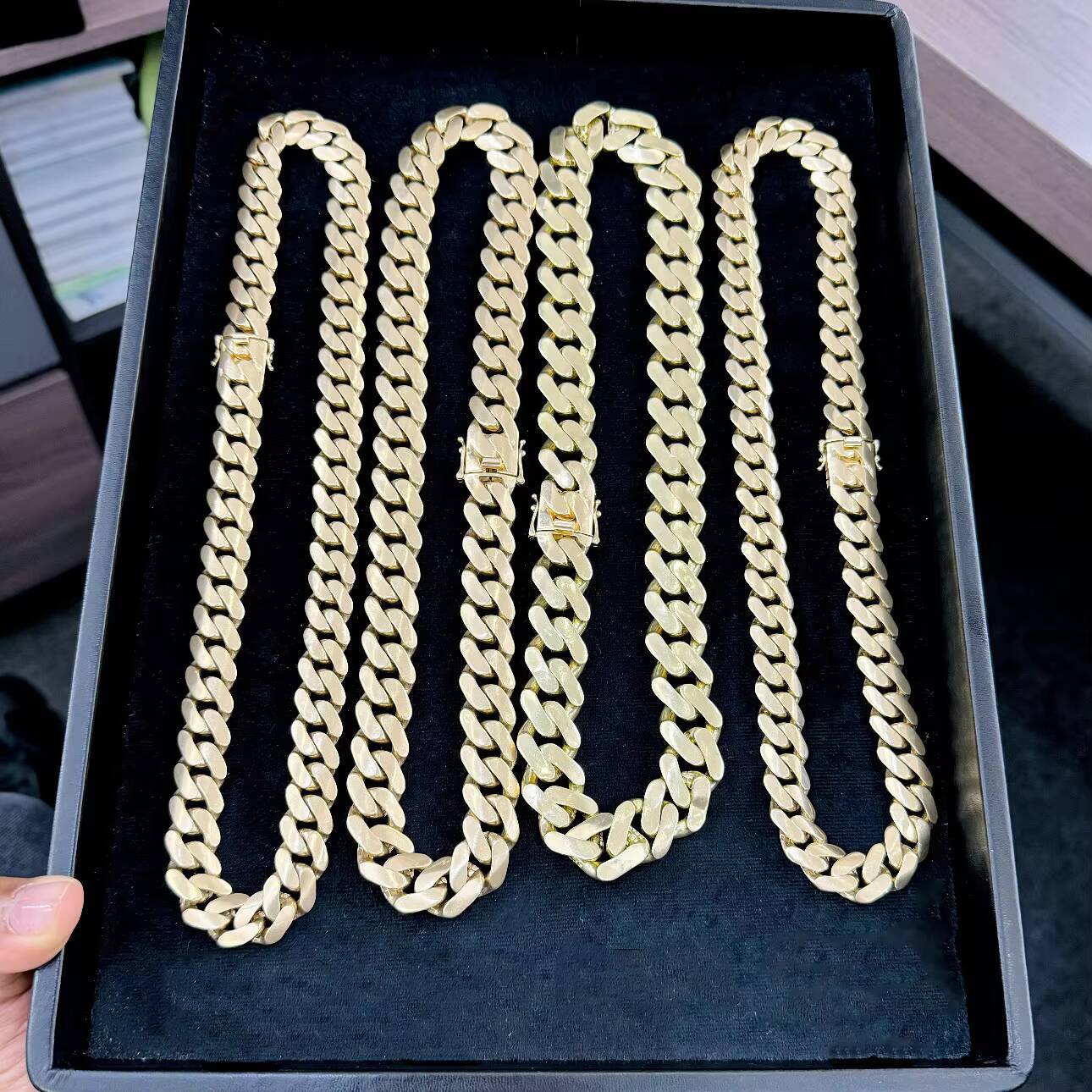 Hip Hop 16mm Miami Cuban Chain Plain Men Rappers Necklace 925 Silver Gold Plated Cuban Link Chain