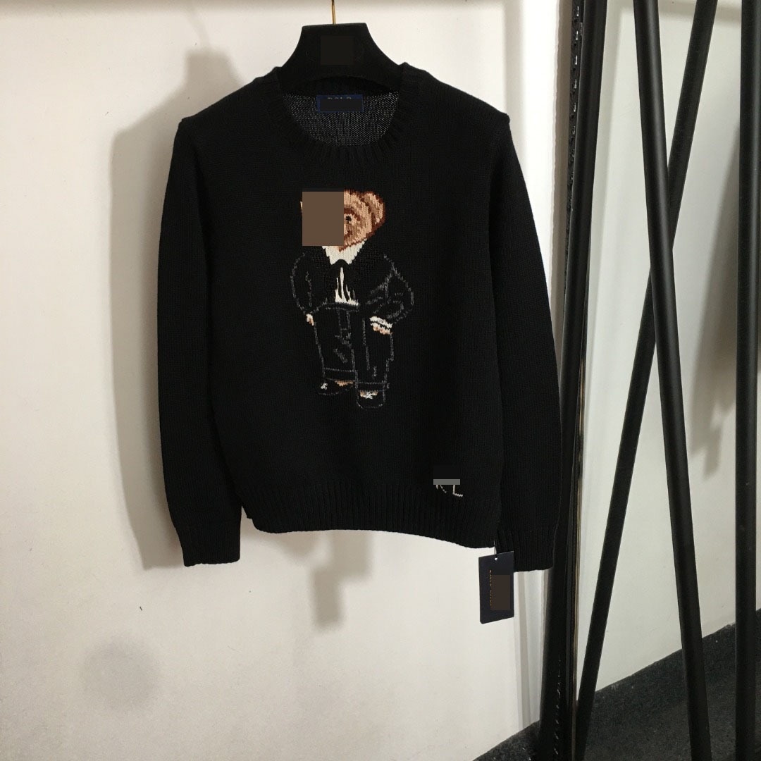 Luxury Designer brand Bear Heavy Industry embroidered sweater pullover women 2025 autumn new round neck outer wear comfortable versatile sweater