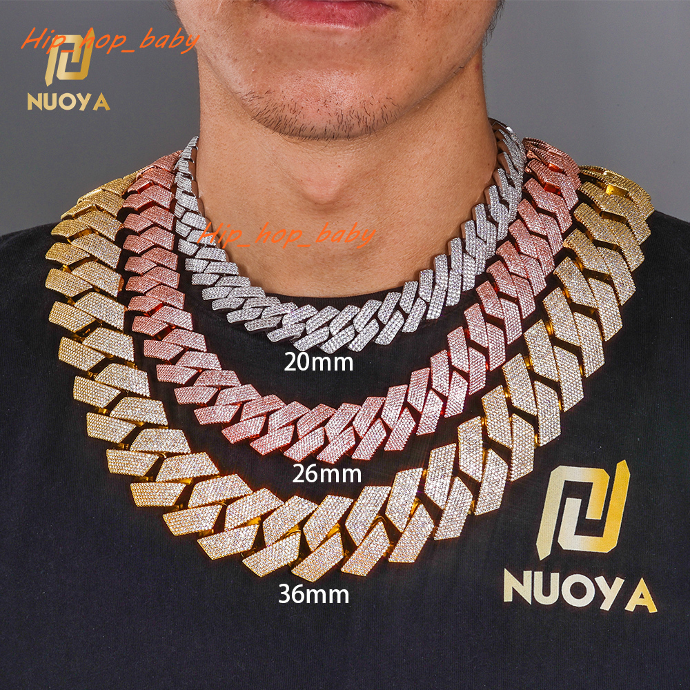 NUOYA 202636mm Iced Out Diamond Chunky Cuban Link Chain Necklace Gold Plated Hip Hop Jewelry for Men