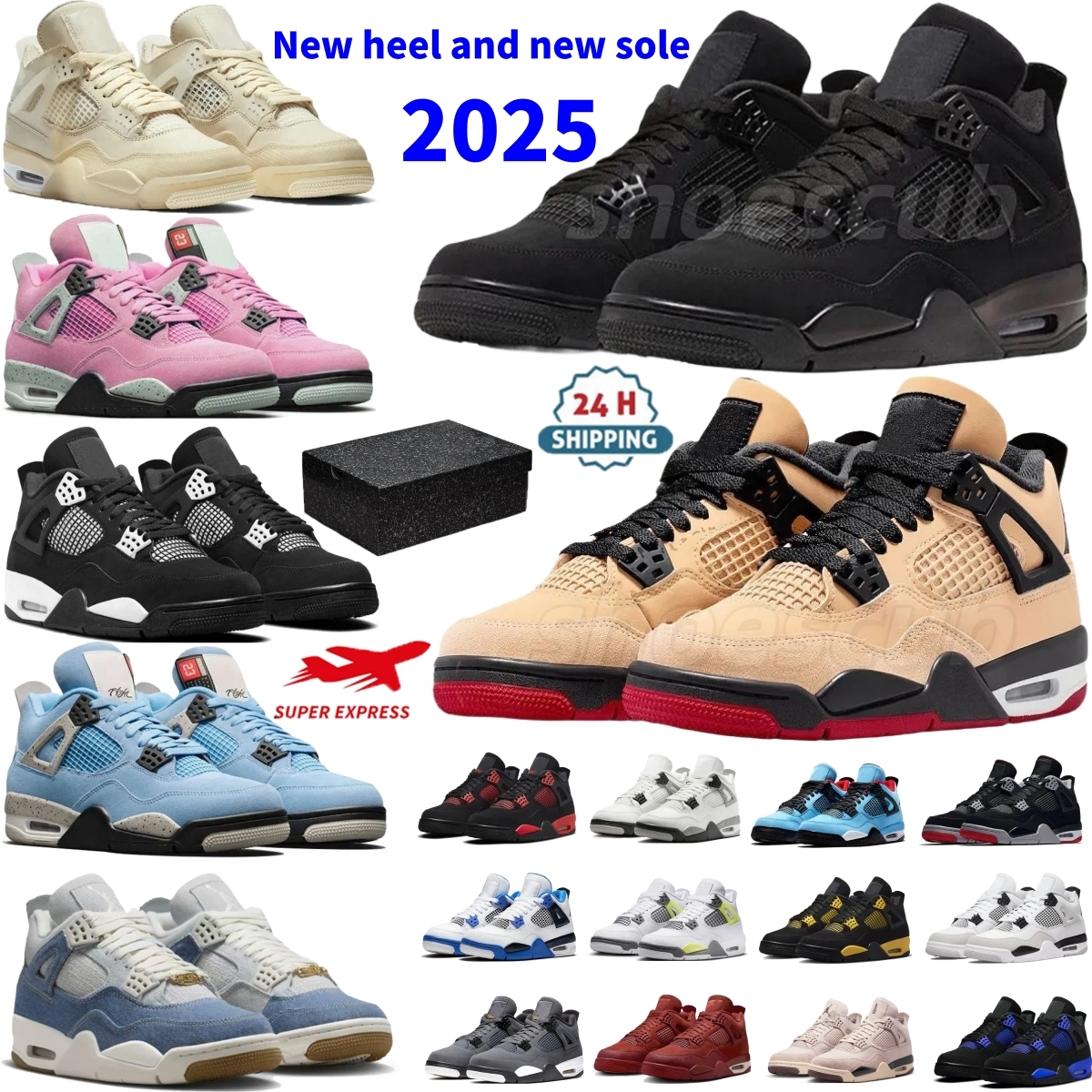 With box 4s Basketball Shoes 4 Designer Shoes Black metallic White Cement Reima gined Nigel Sylvest Blue Flu Game Union Outdoor Men woman Sports Sneakers size 36-50