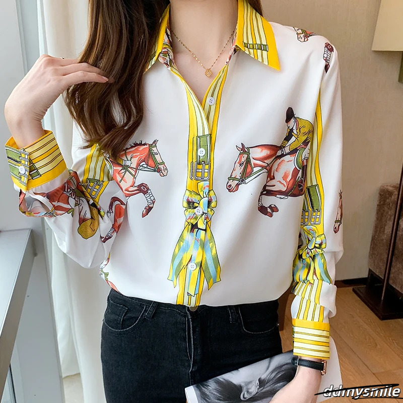 Spring Women Blouses Fashion Elegant Ladies Printed Shirts Long Sleeve Tops Blusas Mujer 250723 ddmysmile ddmysmile ddmysmile ddmysmile