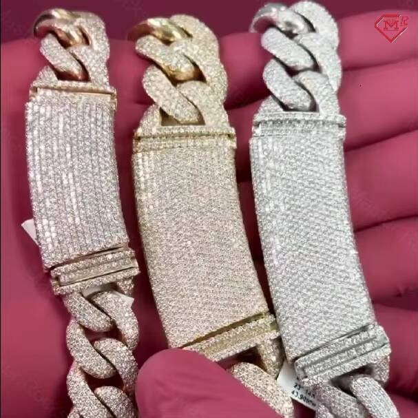 Hiphop Cuban Link Chain 20mm 4 Rows Iced Out Borderless 925 Silver Customized Trend Charm Moissanite Cuban Chain