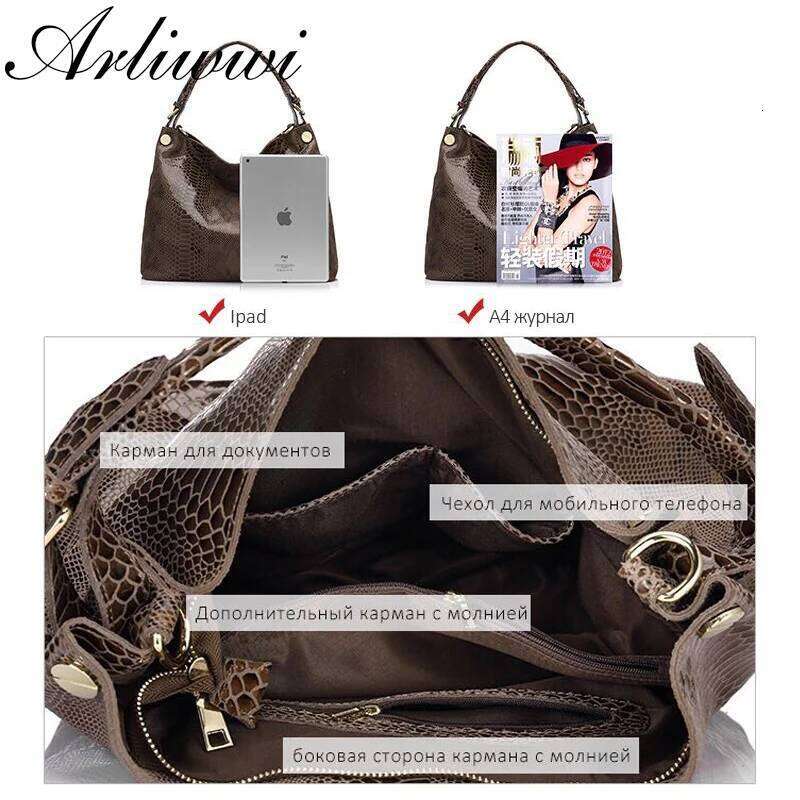 Designer Bag Luxury Bag Genuine Bags Women Large Shiny Serpentine Pattern Coating Suede Cow Leather Shoulder Handbags For Lady