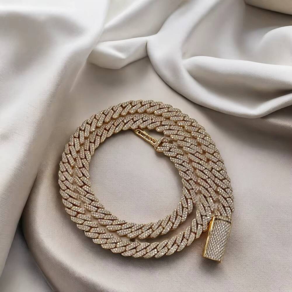 8mm 10mm Hiphop Necklace 925 Sterling Silver Iced Out Jewelry Pass Diamond Tester VVS Moissanite Cuban Chain