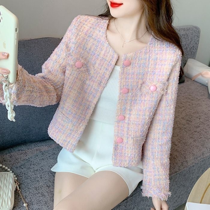 Luxury Brand Designer Clothing Jacket Short Korean Style Women's Top Spring Autumn New Long Sleeve Socialite French Slim Coat