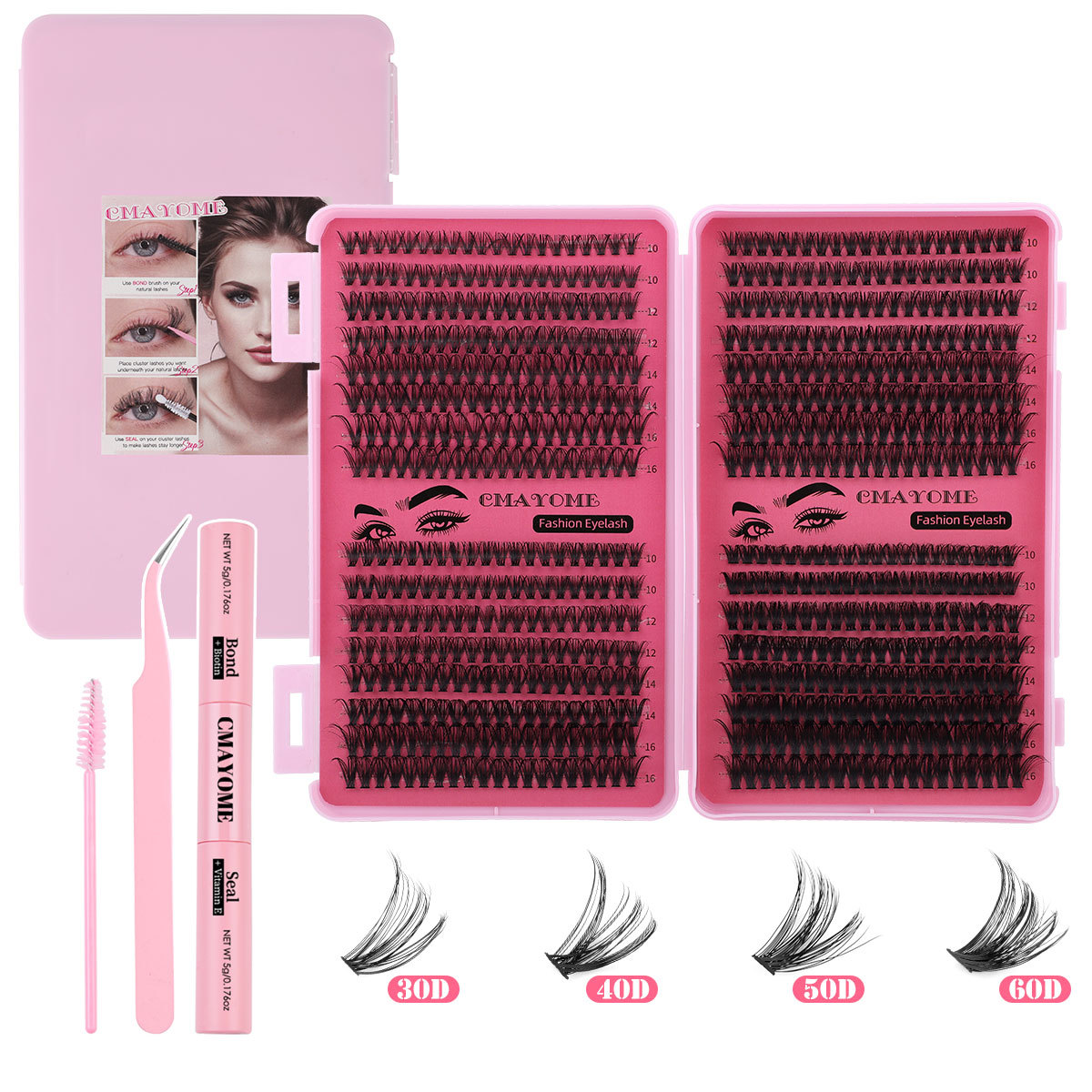 DIY Lash Clusters 640Pcs Cluster Segmented Eyelash Extensions Set Soft Lightweight Grafted Lashes Handmade Reusable Thick Curled Individual Eyelashes