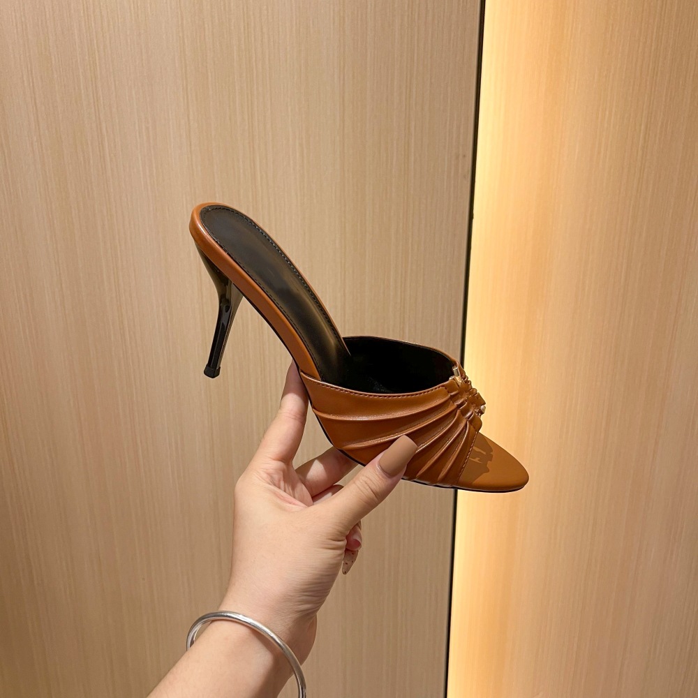 free shipping designer Metal-patterned fish-mouth thin-heeled high-heeled sandals with elegant style