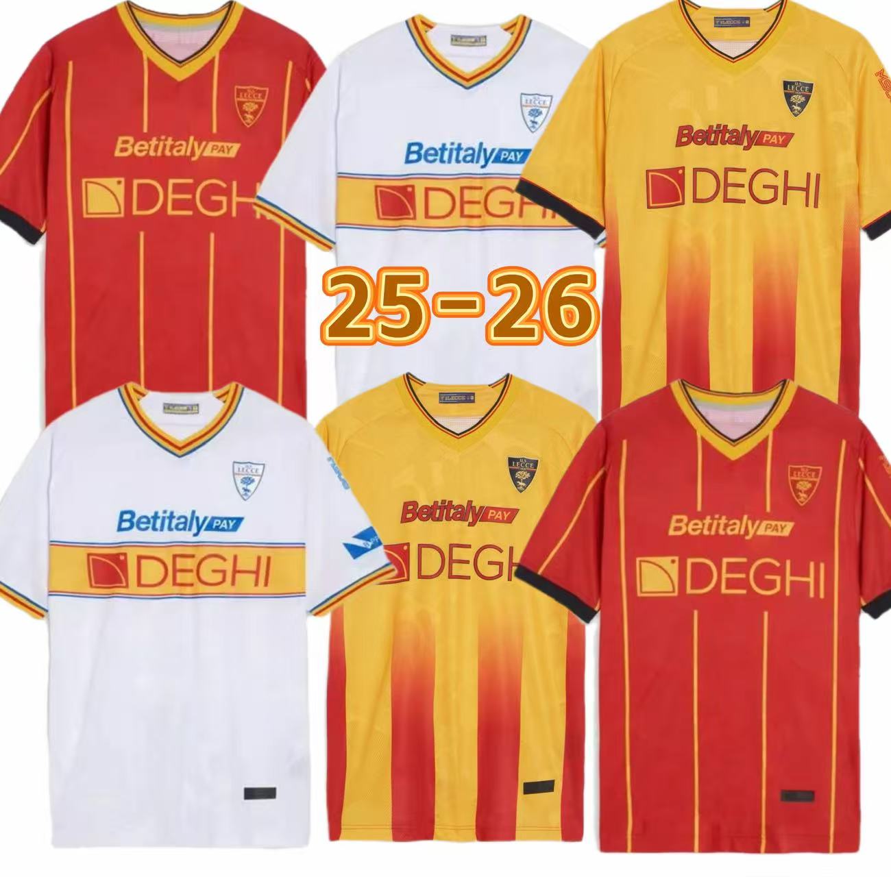 25 26 US Lecce soccer jersey Strefezza Federico Baschirotto Joan Gonzalez Wladimiro home away third Falcone Marin Pongracic Remi Oudin Lecce Kids Kit home and away