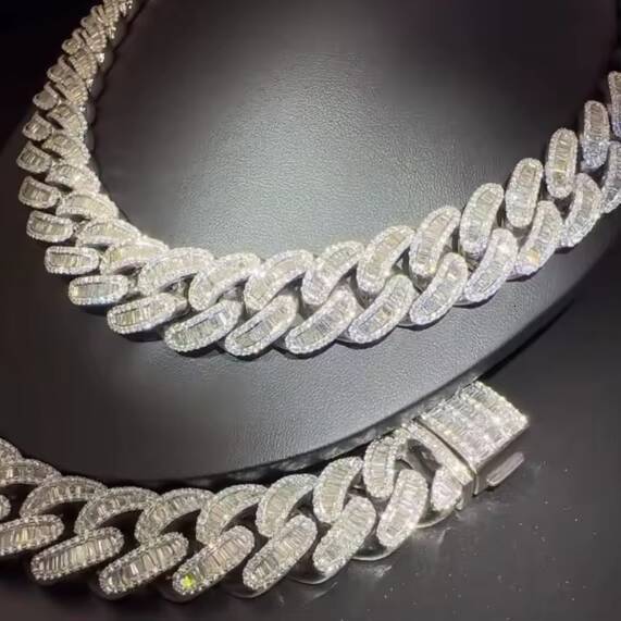 20MM Moissanite Cuban Link Chain Hiphop Jewelry 925 Silver VVS Iced Out Moissanite Cuban Chain
