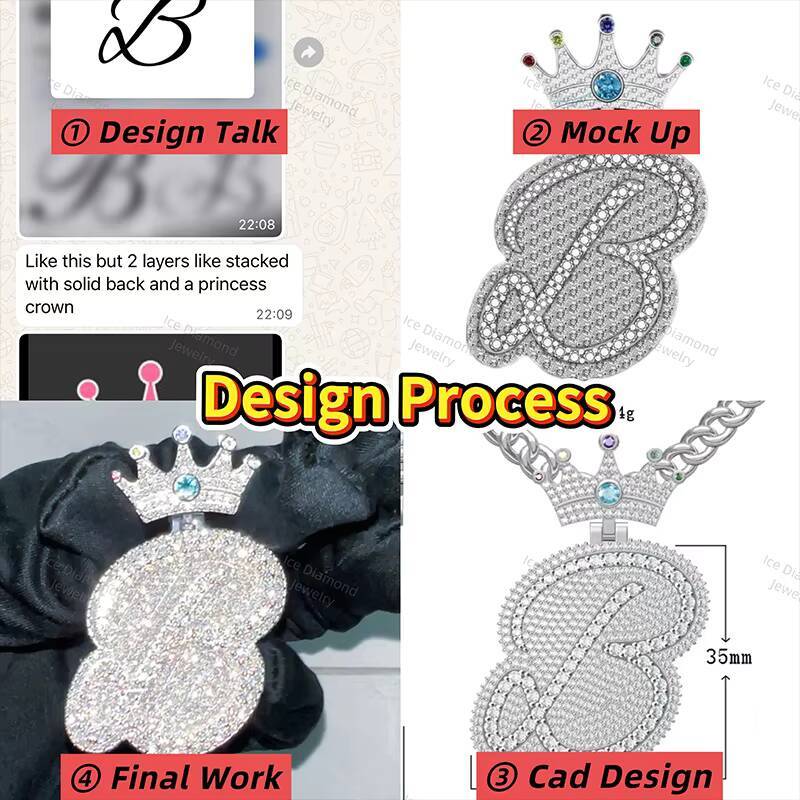 Customized Trend 925 Silver Iced Out Moissanite Pendant Hiphop Artistic Font Name Pendant Charm Unique Personalized Design