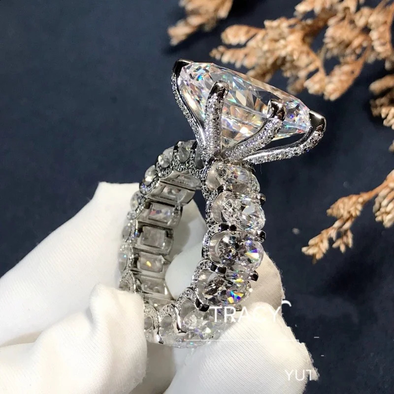 Vintage 10ct Lab Diamond Ring 925 sterling silver Engagement Wedding band Rings for Women Bridal Finger Party Jewelry 250920