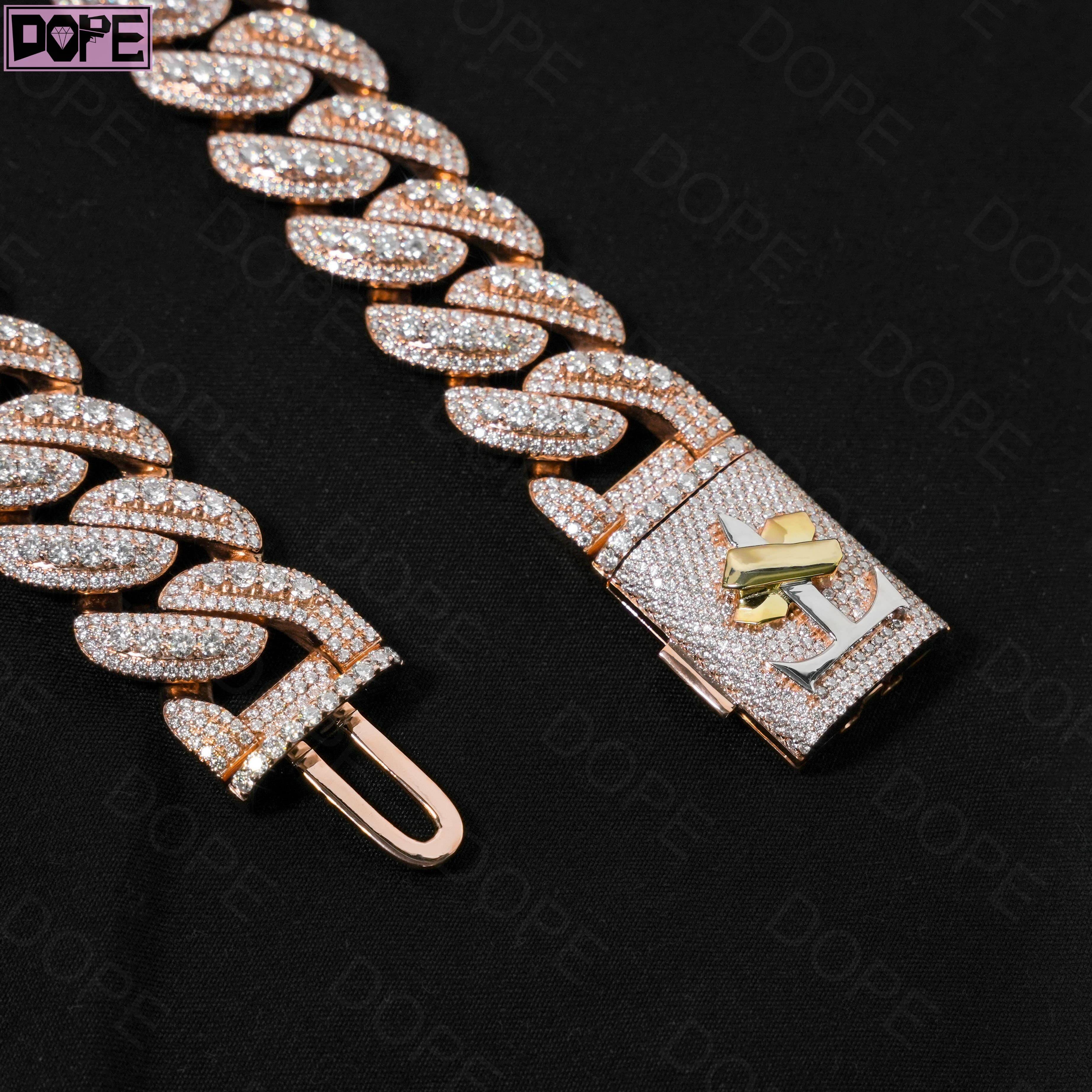 18MM Hiphop Cuban Link Chain Iced Out Heavy Men Necklace Bling 925 Silver VVS Moissanite Cuban Chain