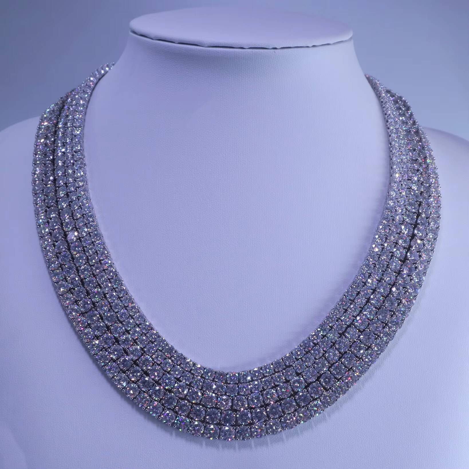 Luxury Tennis Necklace 5MM VVS Moissanite Pass Diamond Tester S925 Gold Plated Tennis Chian