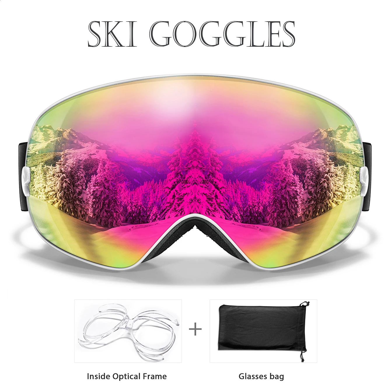 Winter Outdoor SKI Goggles Men And Women Teen Free Optical Frame and Bag UV400 AntiFog Snowboard Eyewear Charistmas Gifts 250920