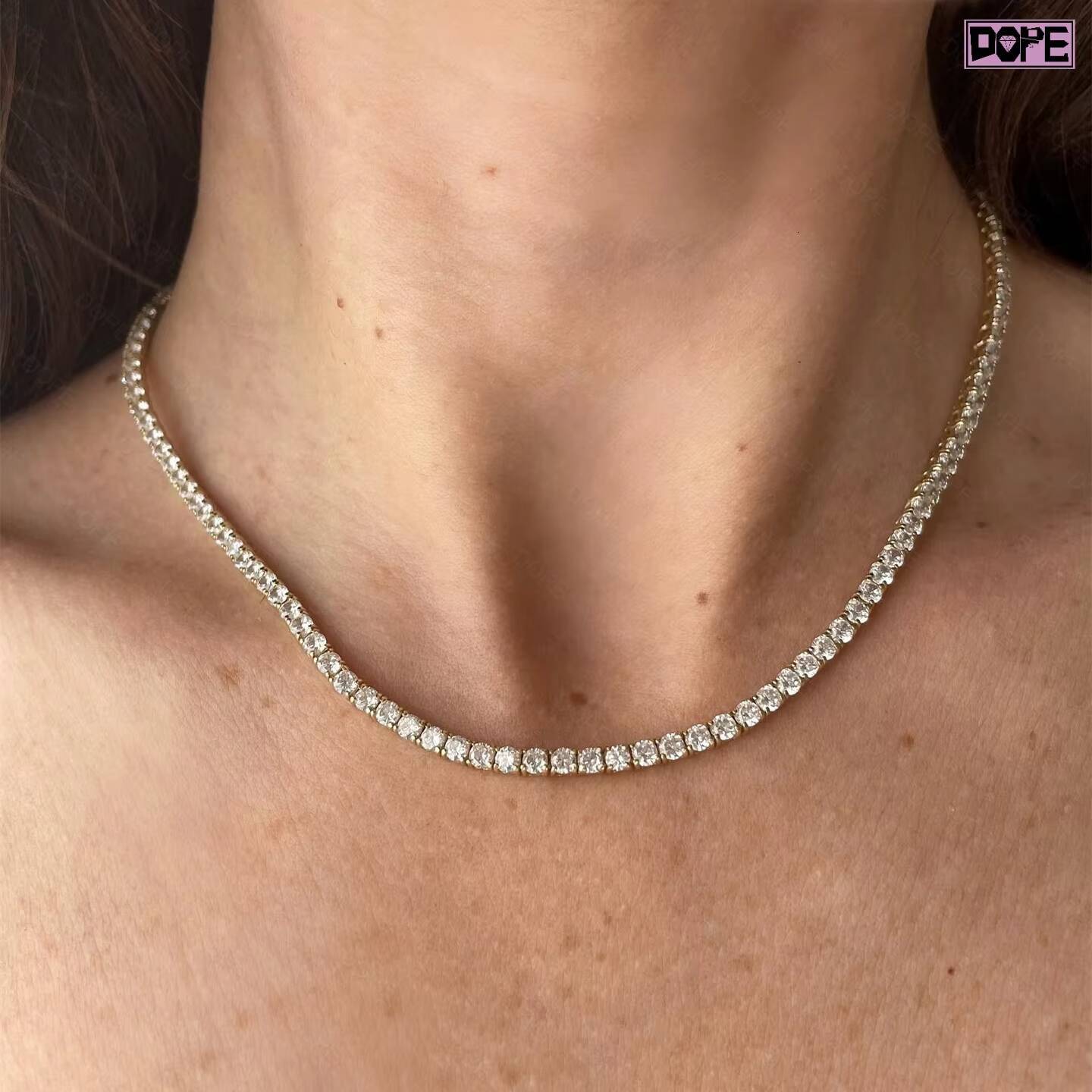 New Arrival 4mm Tennis Chain Women Tennis Necklace 925 Silver Hiphop Iced Out Moissanite Tennis Chain