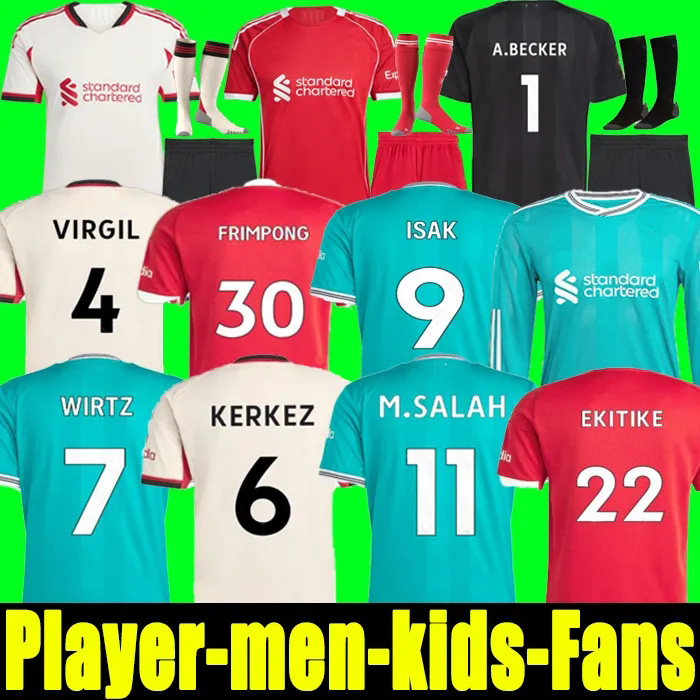 Liverpoljersey salah 25 26 WIRTZ SALAH soccer jersey football shirt ISAK EKITIKE SZOBOSZLAI Long short Sleeve kids kit FRIMPONG DIOGO JOTA MAC ALLISTER Men Kits
