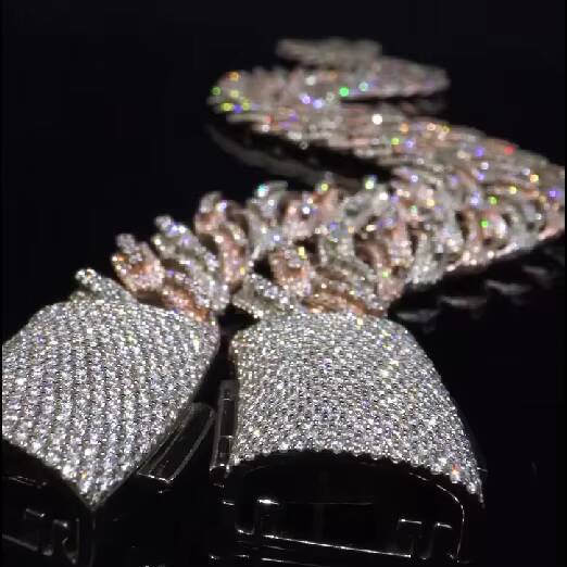 Hiphop 20mm Cuban Link Chain Raise Pointer 925 Silver Iced Out Two Tone VVS Miami Moissanite Cuban Chain for Men