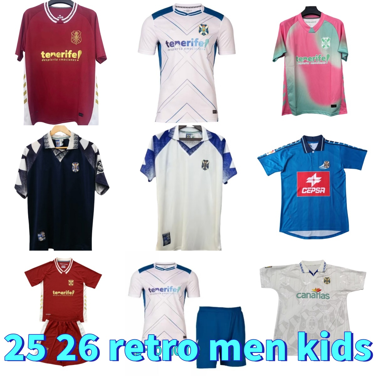 25 26 CD Tenerife soccer jerseys 2025 2026 GALLEGO ZORRILLA MO DAUDA BUNUEL ROMERO SIPCIC MARTINEZ LOPEZ home away retro 95 96 97 98 99 Football Shirt Uniforms