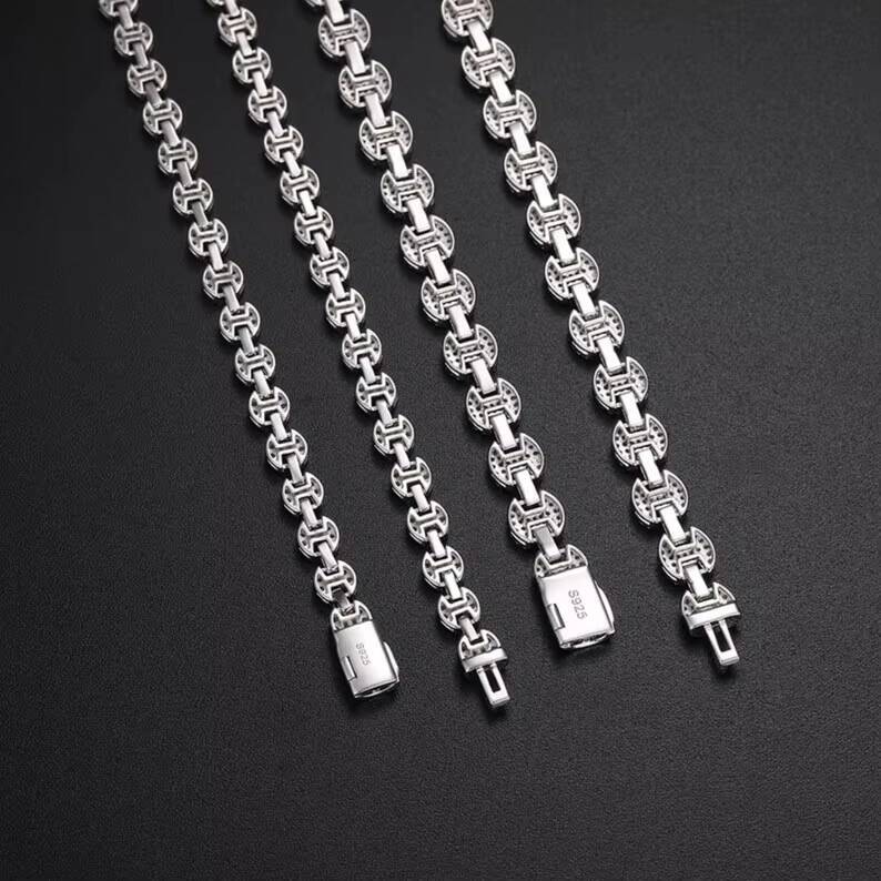 Pass Diamond Tester Cuban Link Chain 6MM Hiphop Jewelry 925 Silver Pig Nose VVS Iced Out Moissanite Cuban Chain