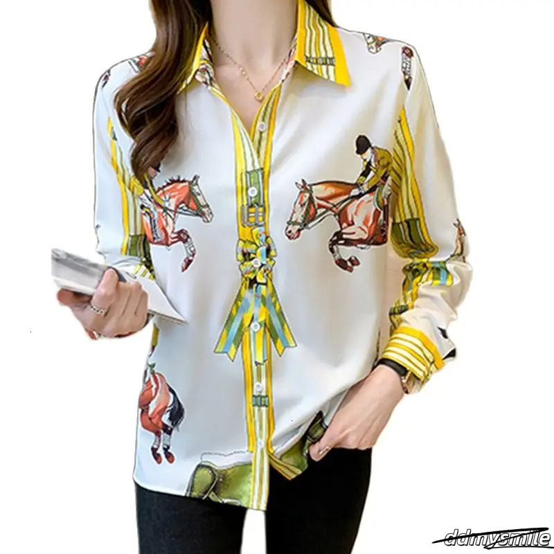 Spring Women Blouses Fashion Elegant Ladies Printed Shirts Long Sleeve Tops Blusas Mujer 250723 ddmysmile ddmysmile ddmysmile ddmysmile