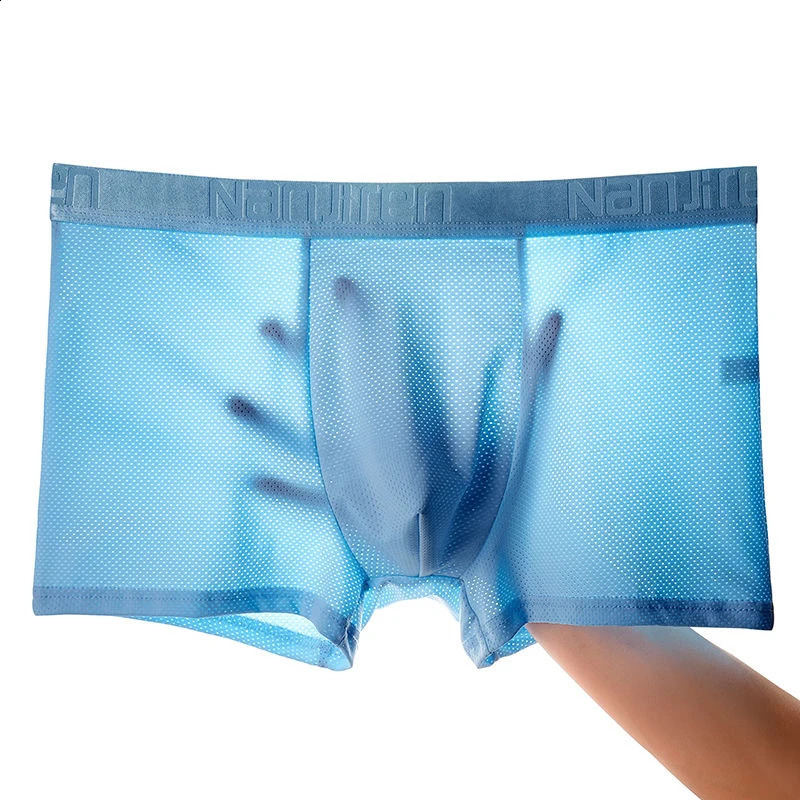 4pcs Ice Silk Mesh Boxer Shorts Mens Underwear Cool Underpant Breathable Sexy Slim Panties Bamboo Lingerie Wholesale Lots L6XL 250920