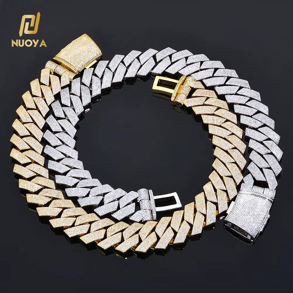 NUOYA 202636mm Iced Out Diamond Chunky Cuban Link Chain Necklace Gold Plated Hip Hop Jewelry for Men