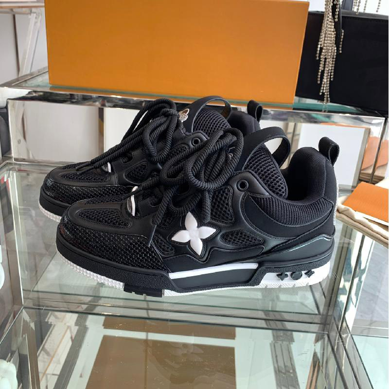 Hot Sale Designers Skate Shoes Men Women Sneakers Calfskin Black White Pink Green Orange Purple Dghate Luxurys Platform Skateborad Trainers Dhgate V17