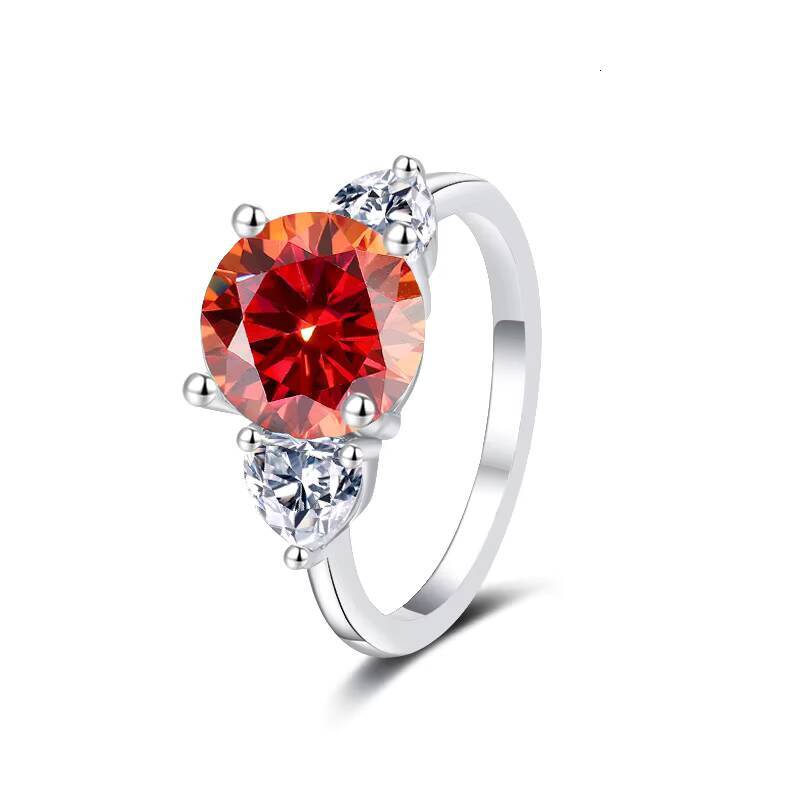 8 Adodo Dainty Jewelry Hot Sale S925 Sterling Silver Three Stone Heart Fine Jewelry Fourclaw 3Ct Moissanite Wedding Ring