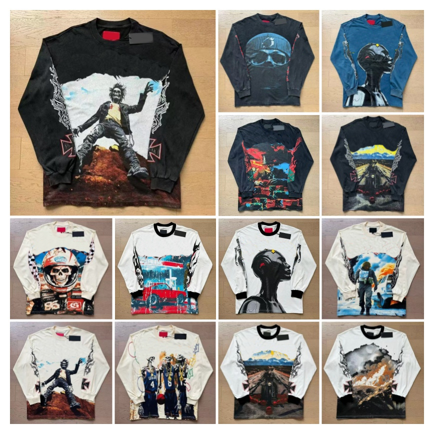 new Designer long t Shirts fashion classics graphic tee tshirt mens clothes loose hip hop rock womens high-quality Long sleeves Hoodie Size S-XL