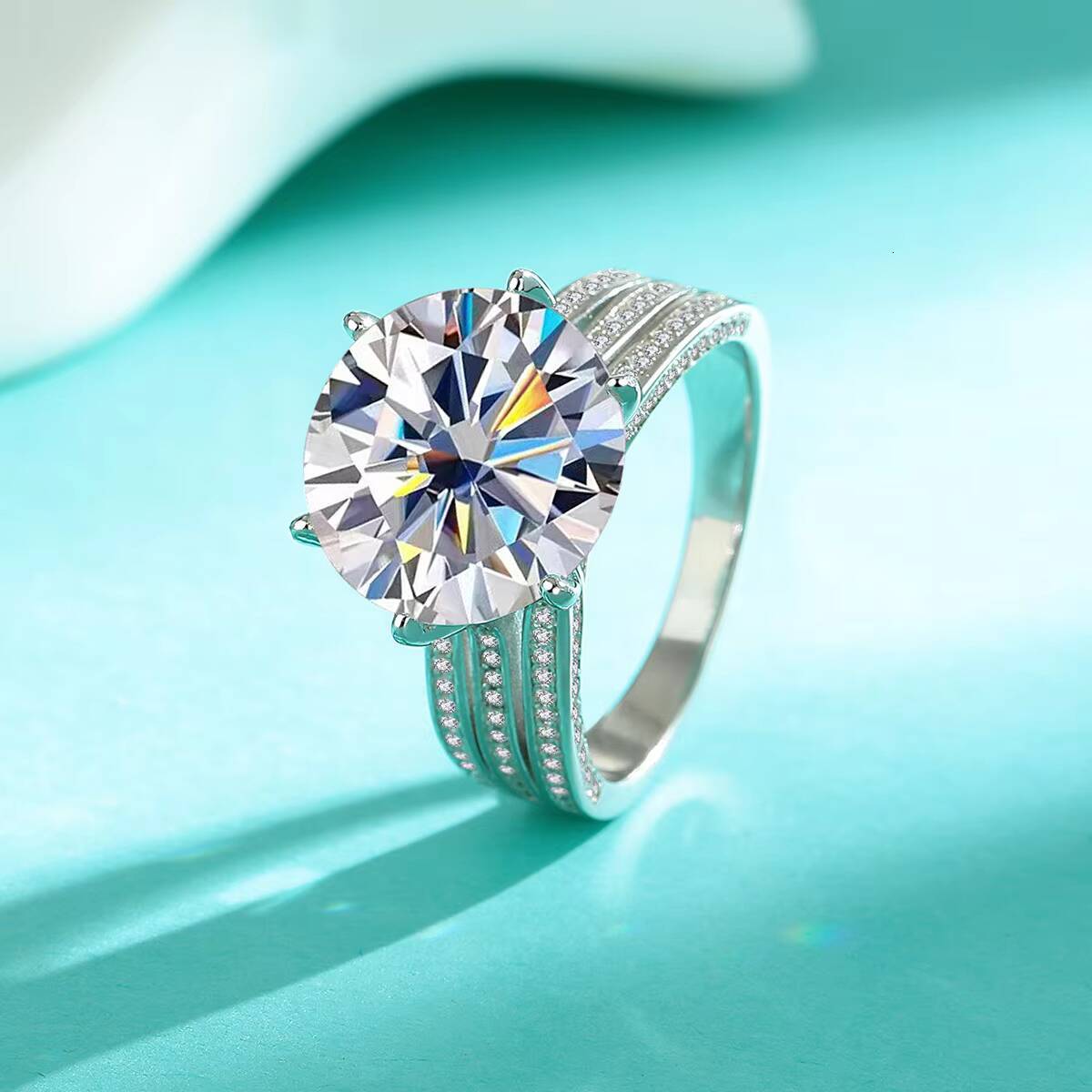 Personalized memorial jewelry s925 sterling silver big diamond VVS GRA 10ct Moissanite custom unique engagement ring for R432