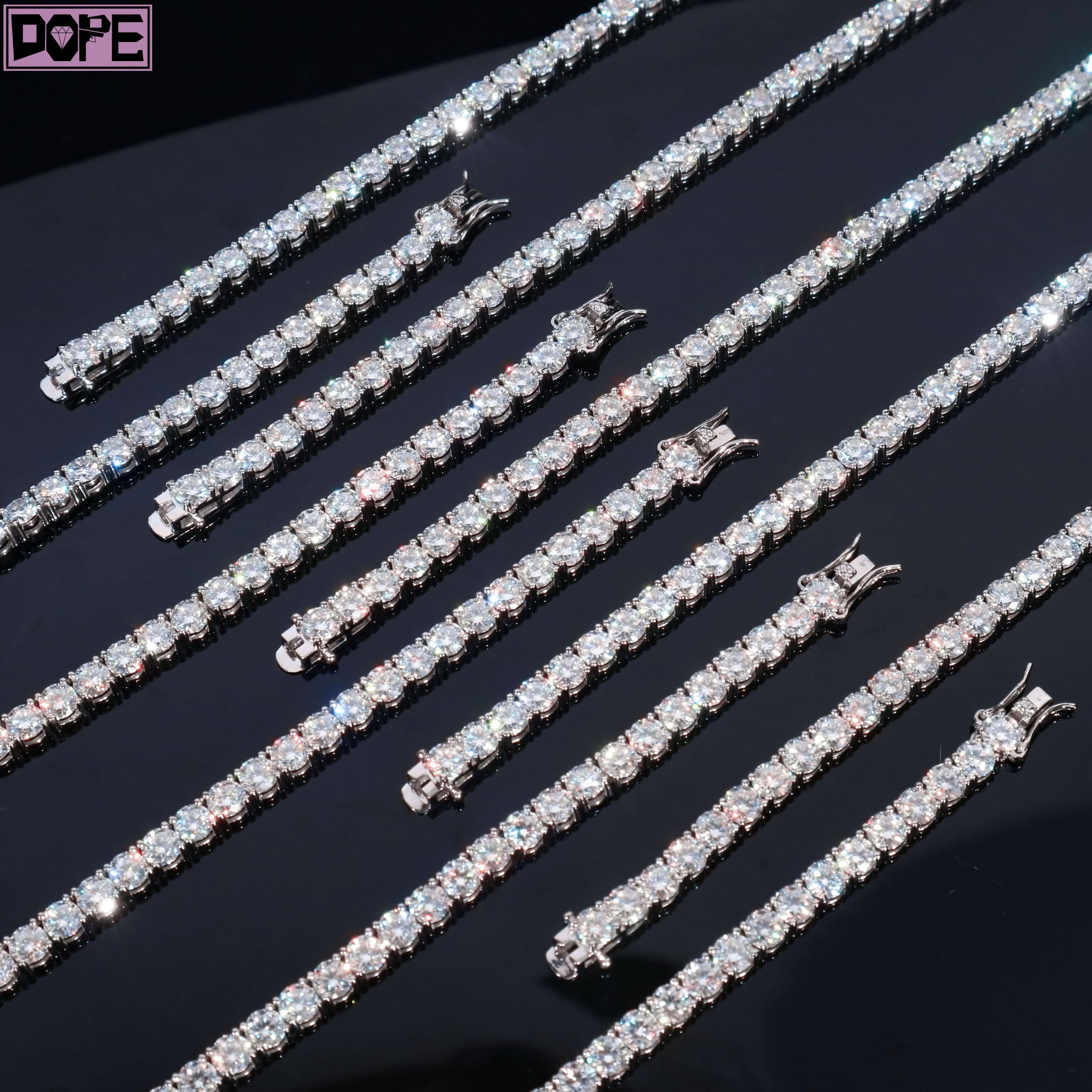 GRA Certified 3mm 4mm 5mm 6mm Moissanite Chain 925 Silver Tennis Necklace VVS Moissanite Tennis Chain