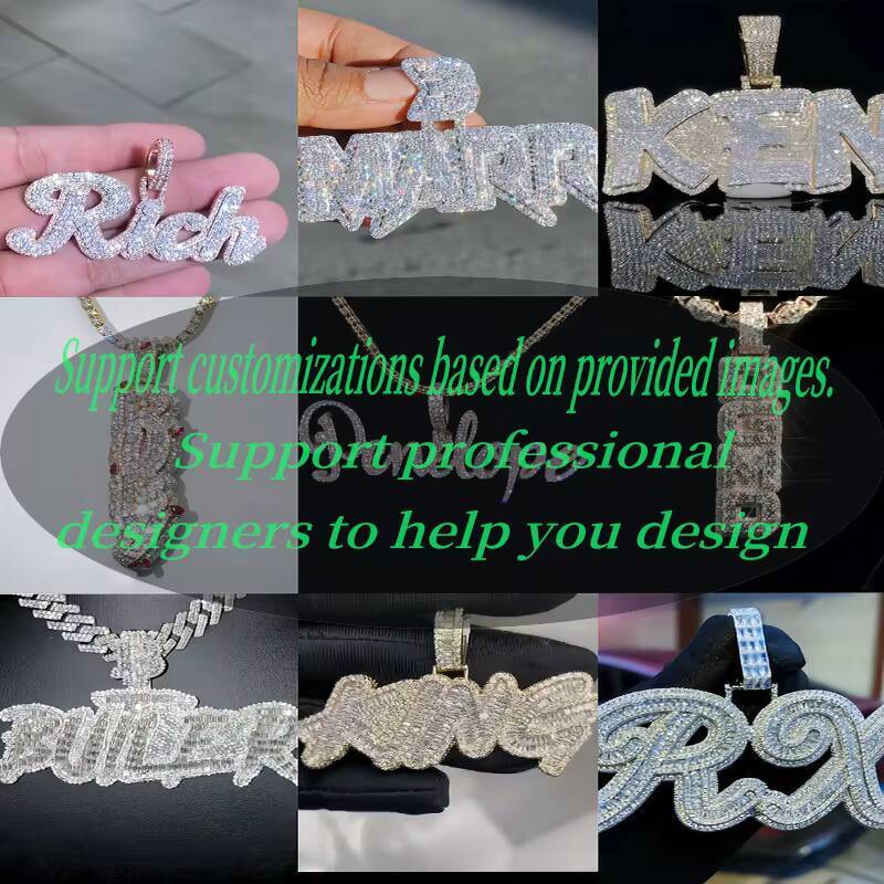 Customized Trend VVS Moissanite Pendant with 925 Silver High Fashion Vertical Full Frozen Name Hip Hop Jewelry Charm