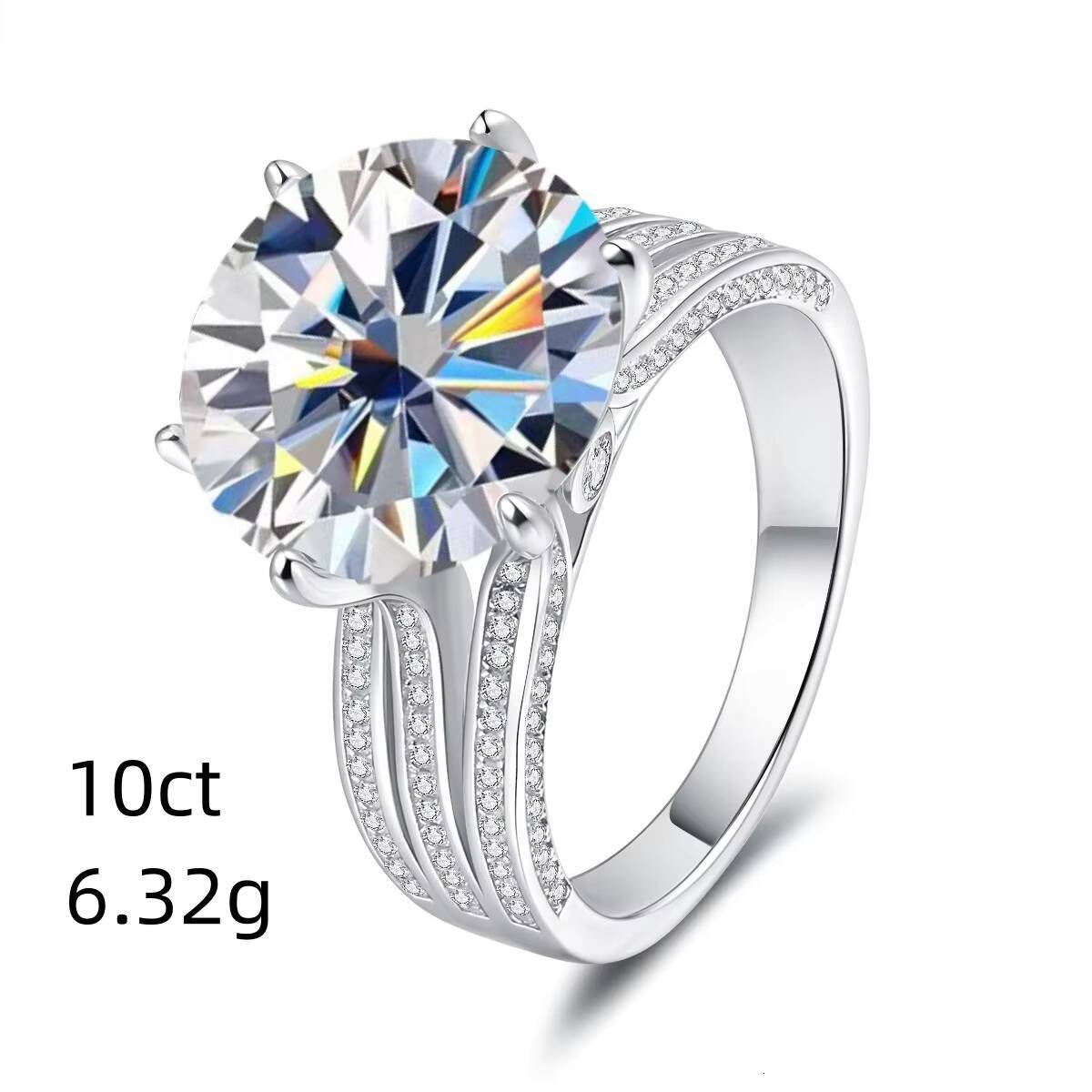 Personalized memorial jewelry s925 sterling silver big diamond VVS GRA 10ct Moissanite custom unique engagement ring for R432