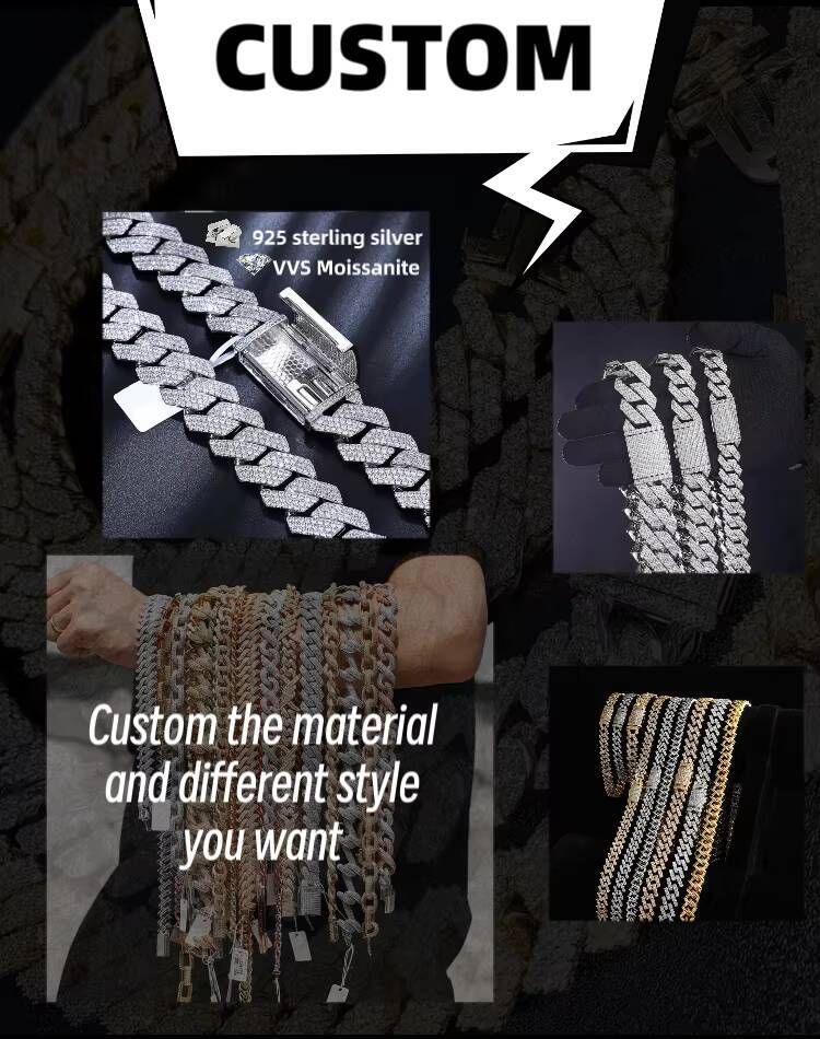20MM Cuban Link Chain Hip Hop Rappers Men Iced Out Cuban Necklace Customized Trend VVS Miami Moissanite Cuban Chain